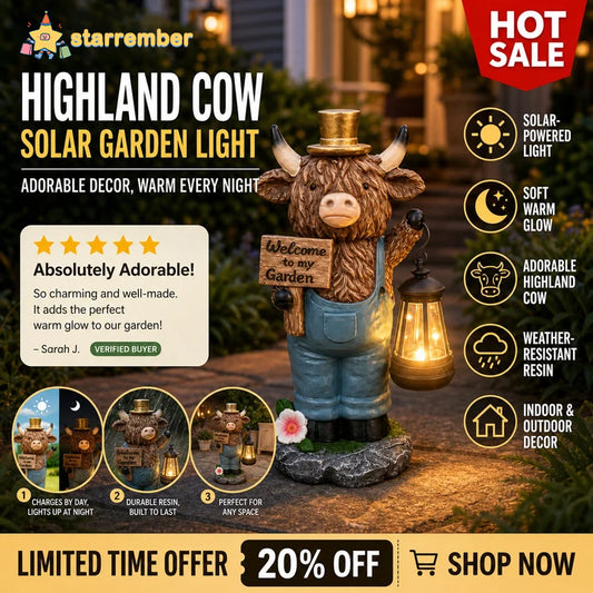 🐮Limited-Time Sale: 50% OFF✨ Solar Highland Cow Night Light – Adorable Garden Lantern That Glows Automatically at Night