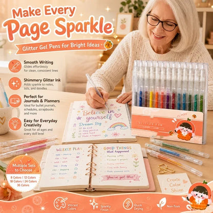 🔥LAST DAY SALE ONLY ￡6.99!!✨50K+ SOLD!🎁Glitter Gel Pen Set – Smooth Writing 🎨