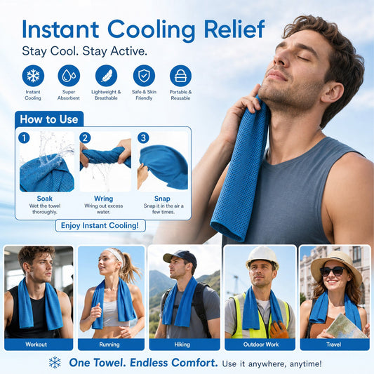 🌞☀️Last Day Buy 1 Get 1 Free❄️💦Cold Sweat Towel You Can Use Anywhere, Anytime! Reusable Soft Absorbent Cooling Portable