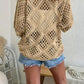 🥰Last Day Special Price:£ 13.99!!!💛Womens Bohemian-Inspired Beige Crochet Top With V-Neck