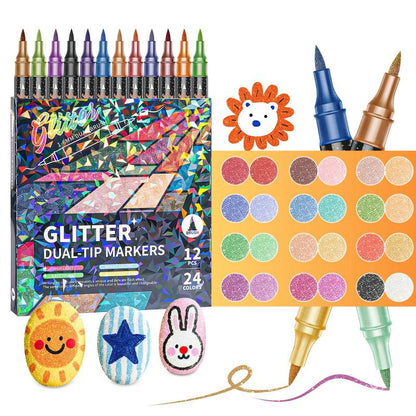 🎄Christmas Pre Sale￡7.99!!☃️🎨Glitter Effect Brush Markers🥇✨: Create Sparkling Art Smoothly 🥳(🌈24-96 Colors | Smooth No Clog | No Bleed Through📝)