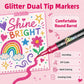 🎄Christmas Pre Sale￡7.99!!☃️🎨Glitter Effect Brush Markers🥇✨: Create Sparkling Art Smoothly 🥳(🌈24-96 Colors | Smooth No Clog | No Bleed Through📝)