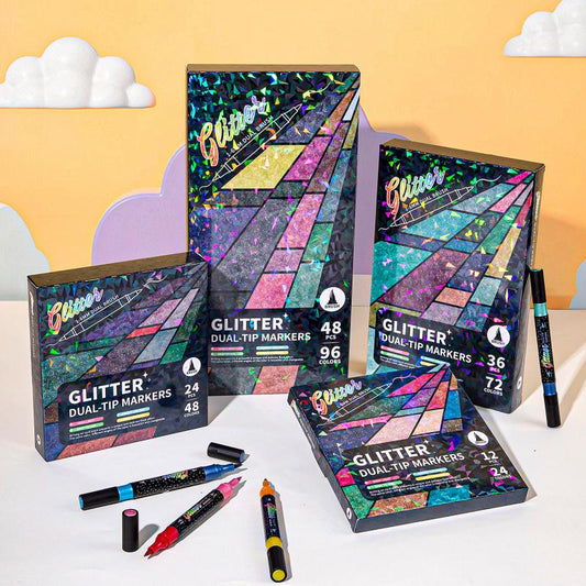 🎄Christmas Pre Sale￡7.99!!☃️🎨Glitter Effect Brush Markers🥇✨: Create Sparkling Art Smoothly 🥳(🌈24-96 Colors | Smooth No Clog | No Bleed Through📝)