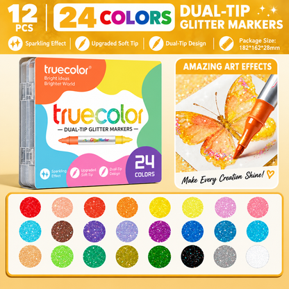 🎉Early Christmas Pre Sale￡8.99!!☃️🎁Magic Glitter Outline Markers✨Double-Ended Dual-Color Art Pens