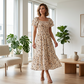 🌸2026 Summer Hot Sale 50% OFF!✨Square Neck Floral Midi Dress – Smocked Bodice, Flowy Tiered Skirt, Romantic🌸