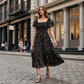 🌸2026 Summer Hot Sale 50% OFF!✨Square Neck Floral Midi Dress – Smocked Bodice, Flowy Tiered Skirt, Romantic🌸