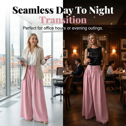 ⏳Limited-time Special Price:£15.99!!!💥🌷Elegant Discount-🌼Women's High-Waist Pleated Wide-Leg Pants🌸