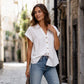 🥳SUMMER HOT SALE🥳💞50K+ SOLD!💥50% OFF! 👚Women's Elegant V-Neck Pleated Short Sleeve Shirt
