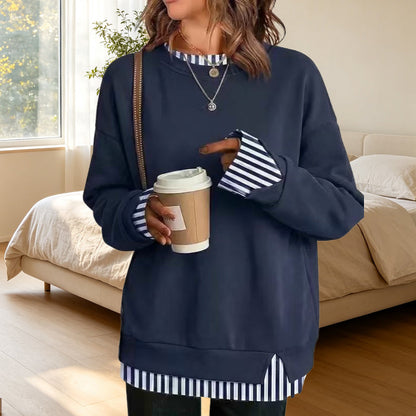 ⏳ Limited Time 50% Off! 💗Women's Loose Faux Two-Piece Sweatshirt 