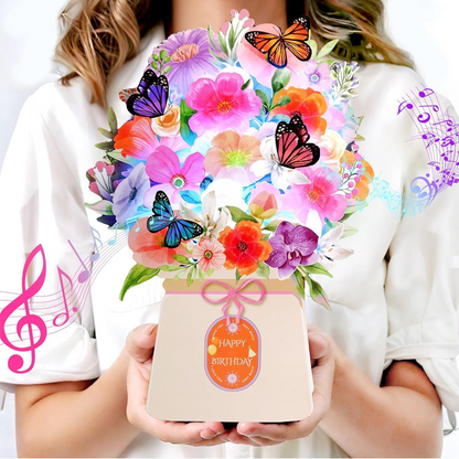 🎄Early Christmas Pre Sale 50% Off !!!☃️3D Pop-Up Musical Flower Bouquet Card with Lights💐