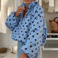 ⏳LAST DAY SALE £22.99!!🖤🤍Playful Polka Dots, Statement Sleeves | Women's Oversized Zipper Jacket