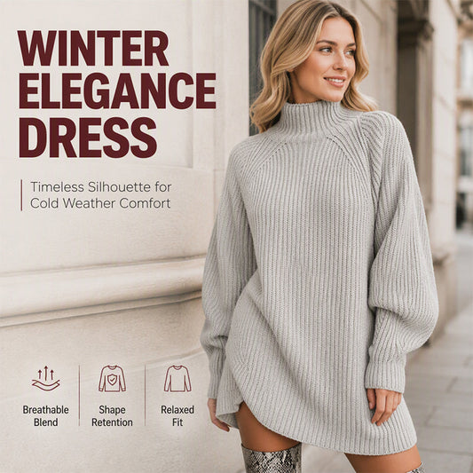 🍂Autumn Surprise Price: Only £15.99!!!🔥Women's Cozy Turtleneck Knit Sweater Dress